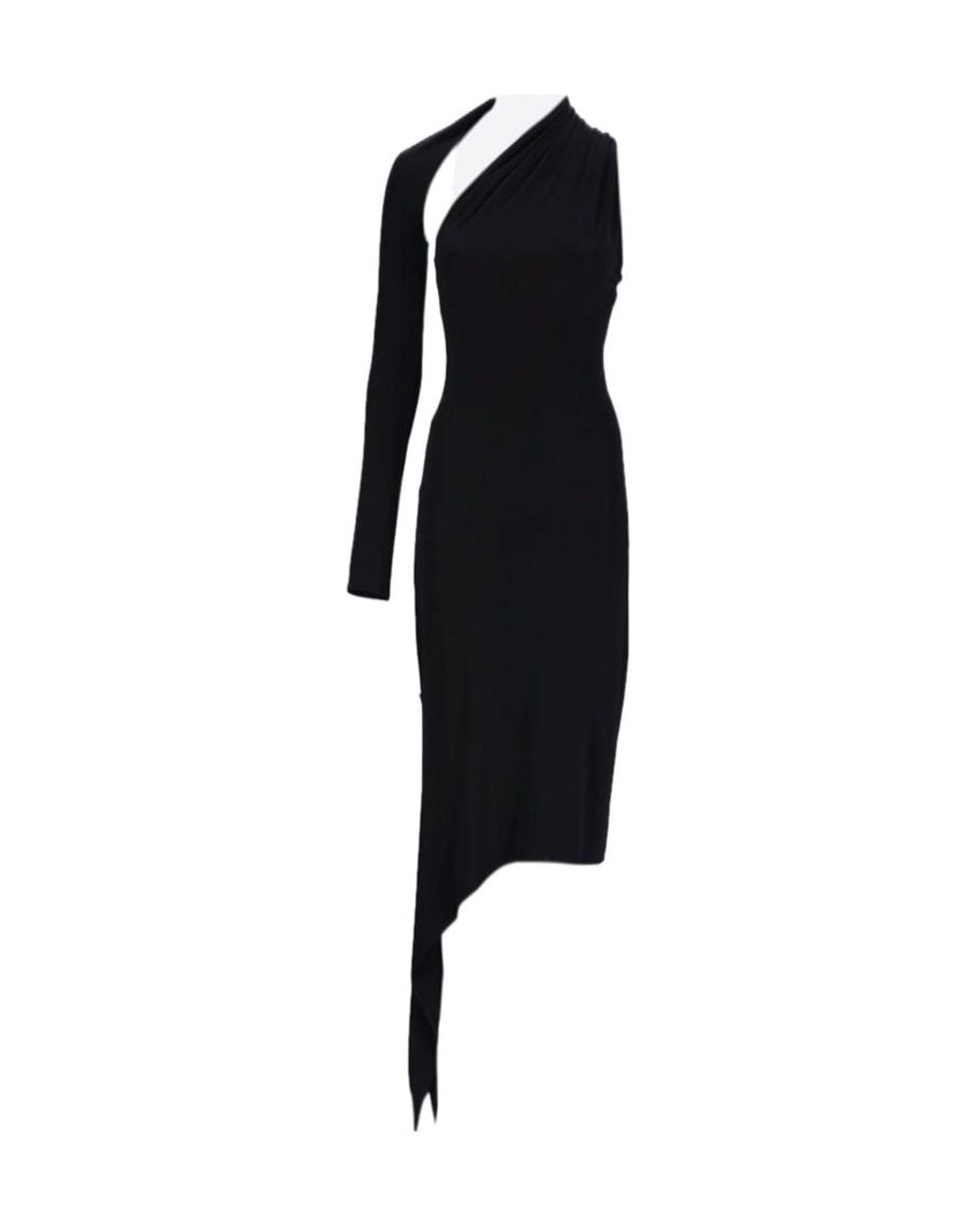 Courreges Black Courrèges Slash Asymmetric Neck Crepe Maxi Dress
