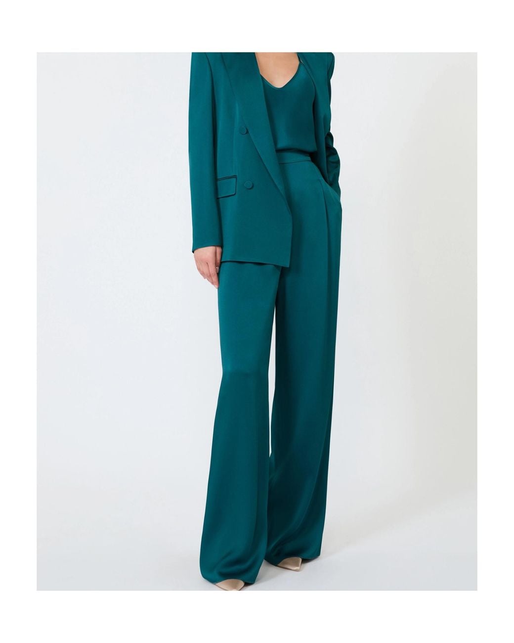 Max Mara Blue Satin-Finish Trousers