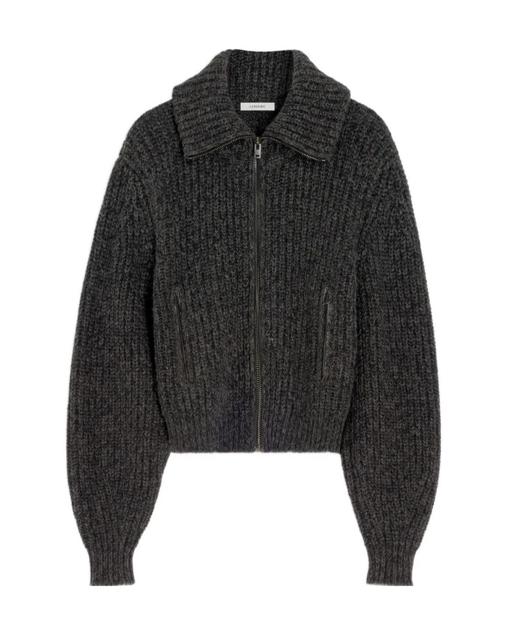 Lemaire Black Zip-Up Knitted Cardigan