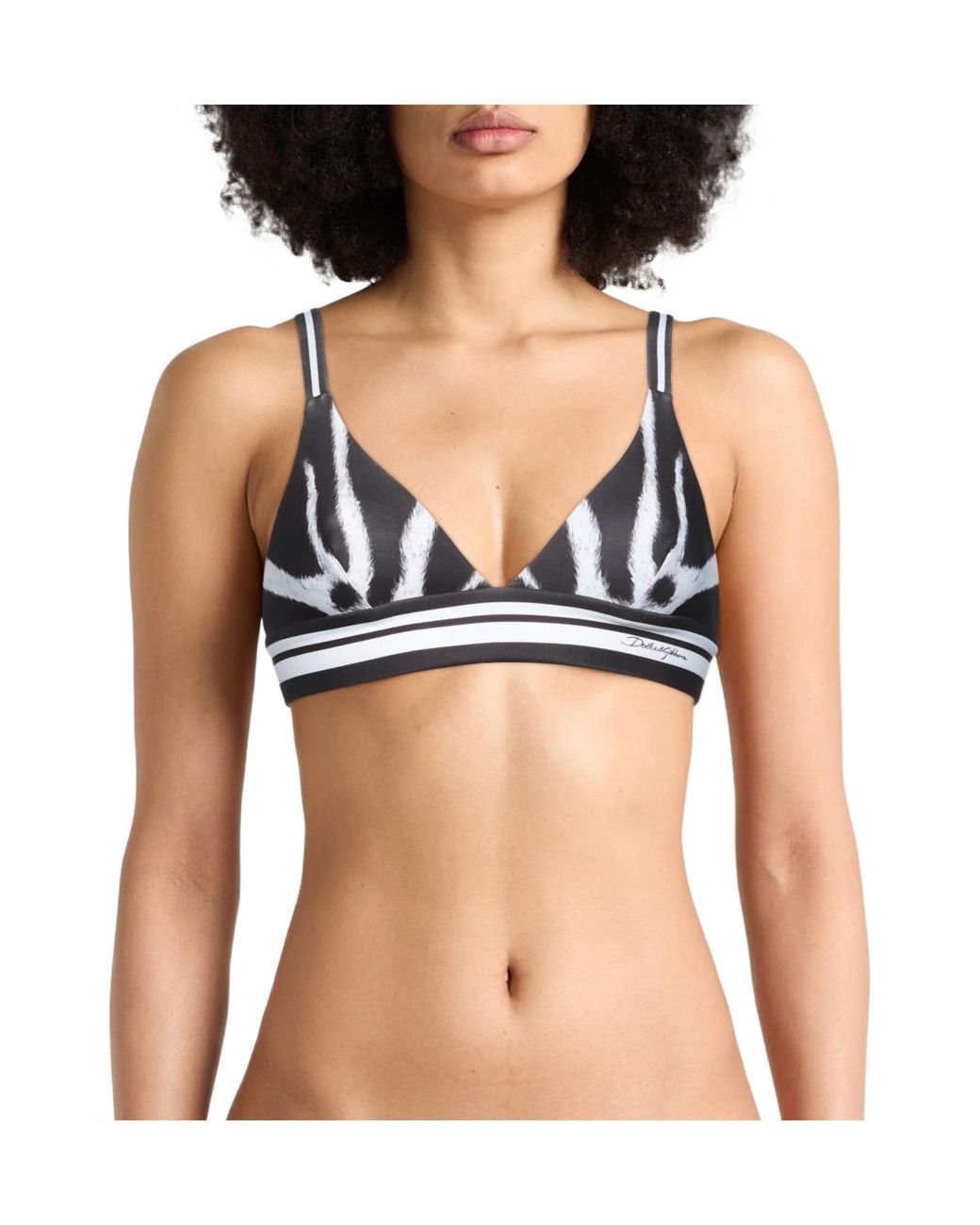 Dolce & Gabbana Black Zebra-Print Bikini Top