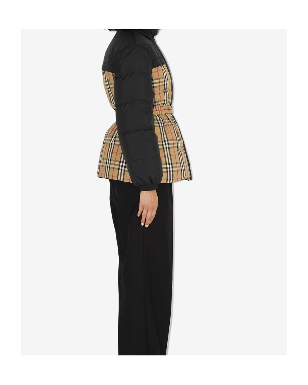 Burberry Black Belted-Waist Reversible Padded Jacket