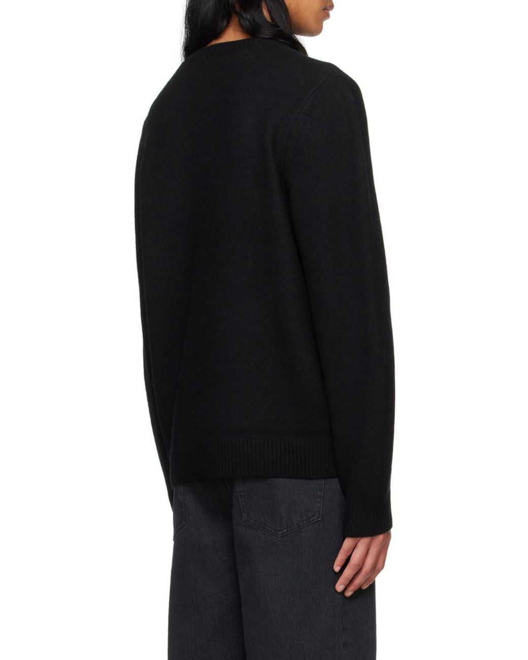 A.P.C. Black Edward Logo Intarsia-Knit Crewneck Jumper for men