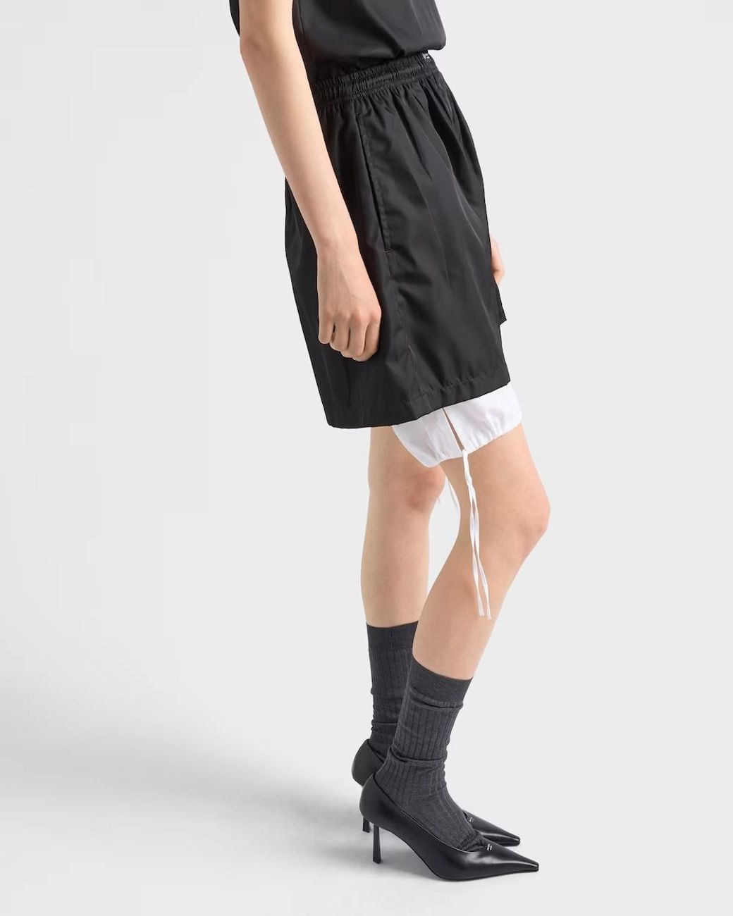 Prada Black Elastic-Waist Shorts