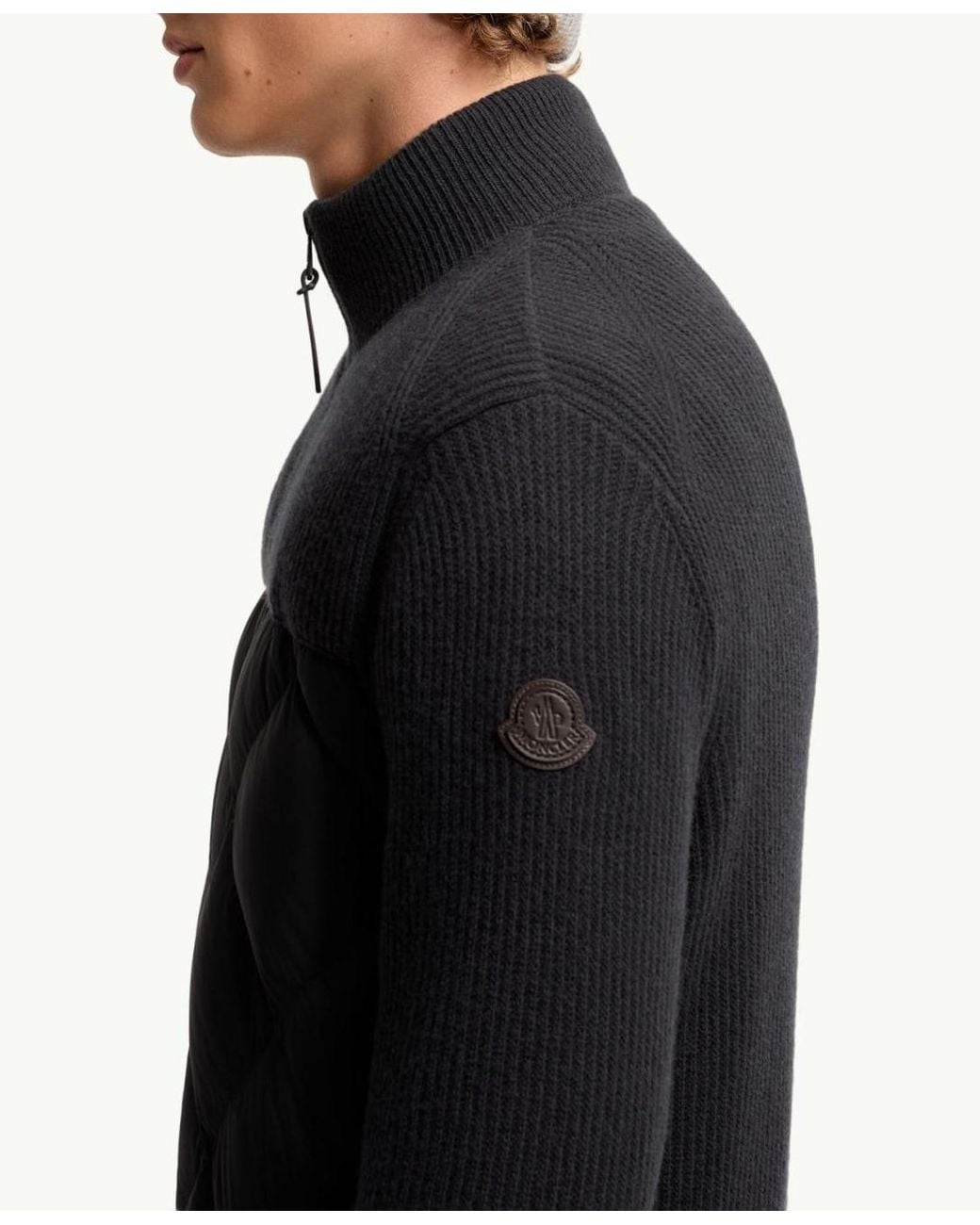Moncler Blue Wool-Cashmere Down Cardigan for men