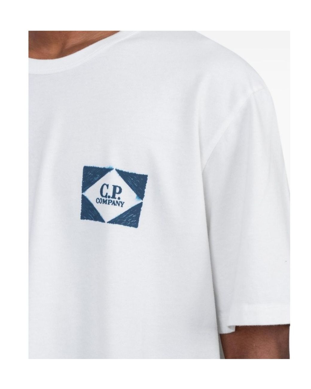 C P Company White Graphic Back-Print T-Shirt for men