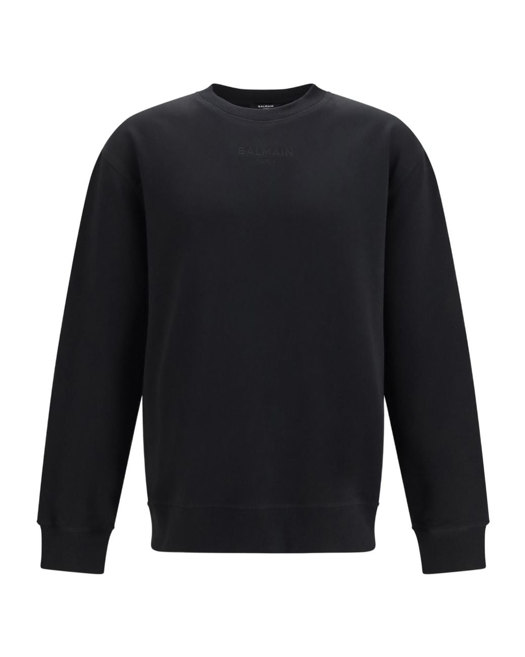 Balmain Blue Embroidered Logo Crewneck Sweatshirt for men