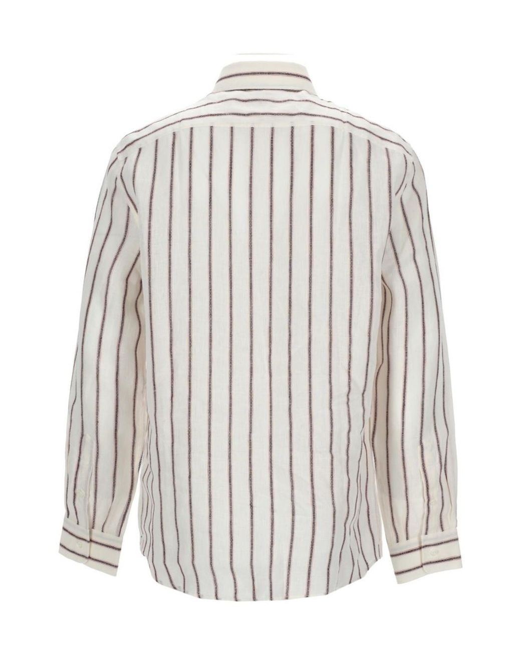 Brunello Cucinelli White Striped Linen Shirt for men