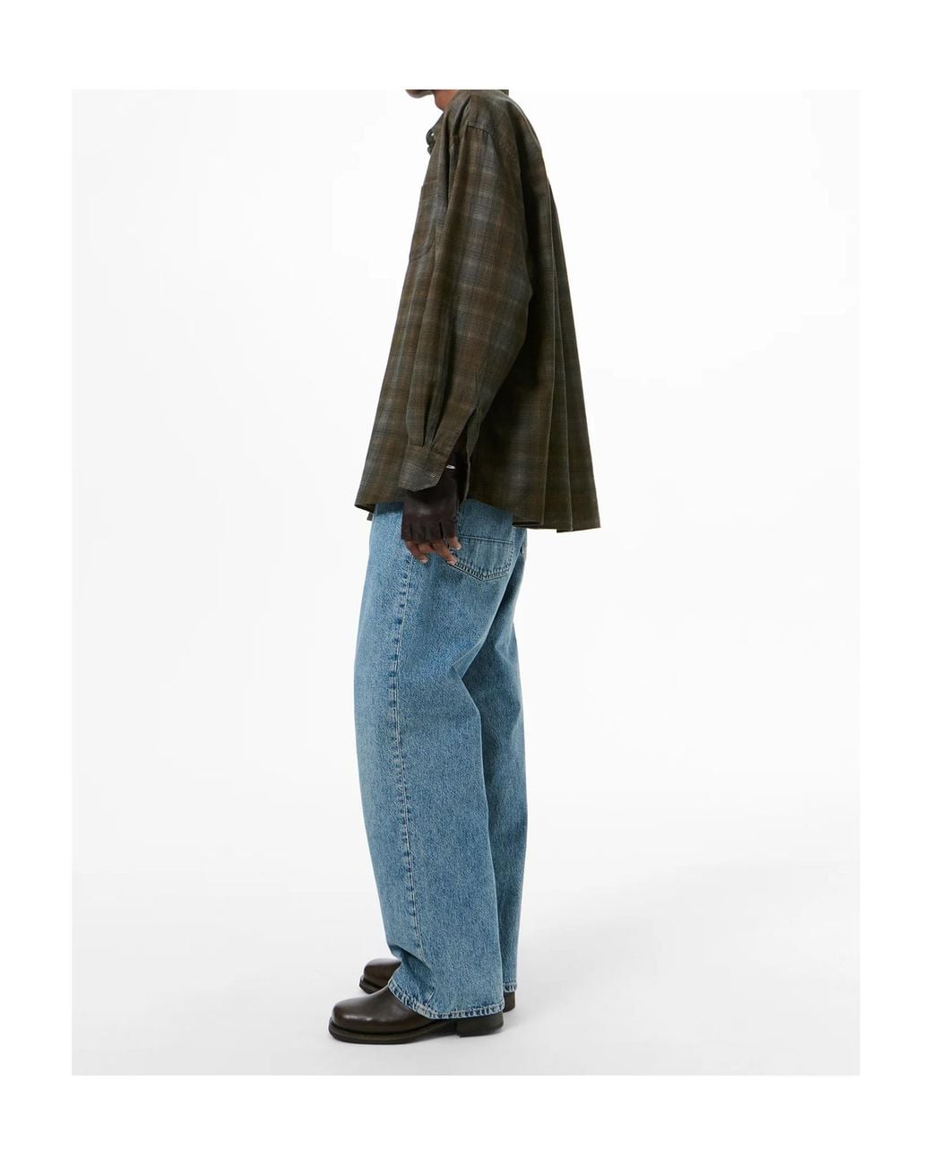 Our Legacy Green Borrowed Check Oversized Shirt for men