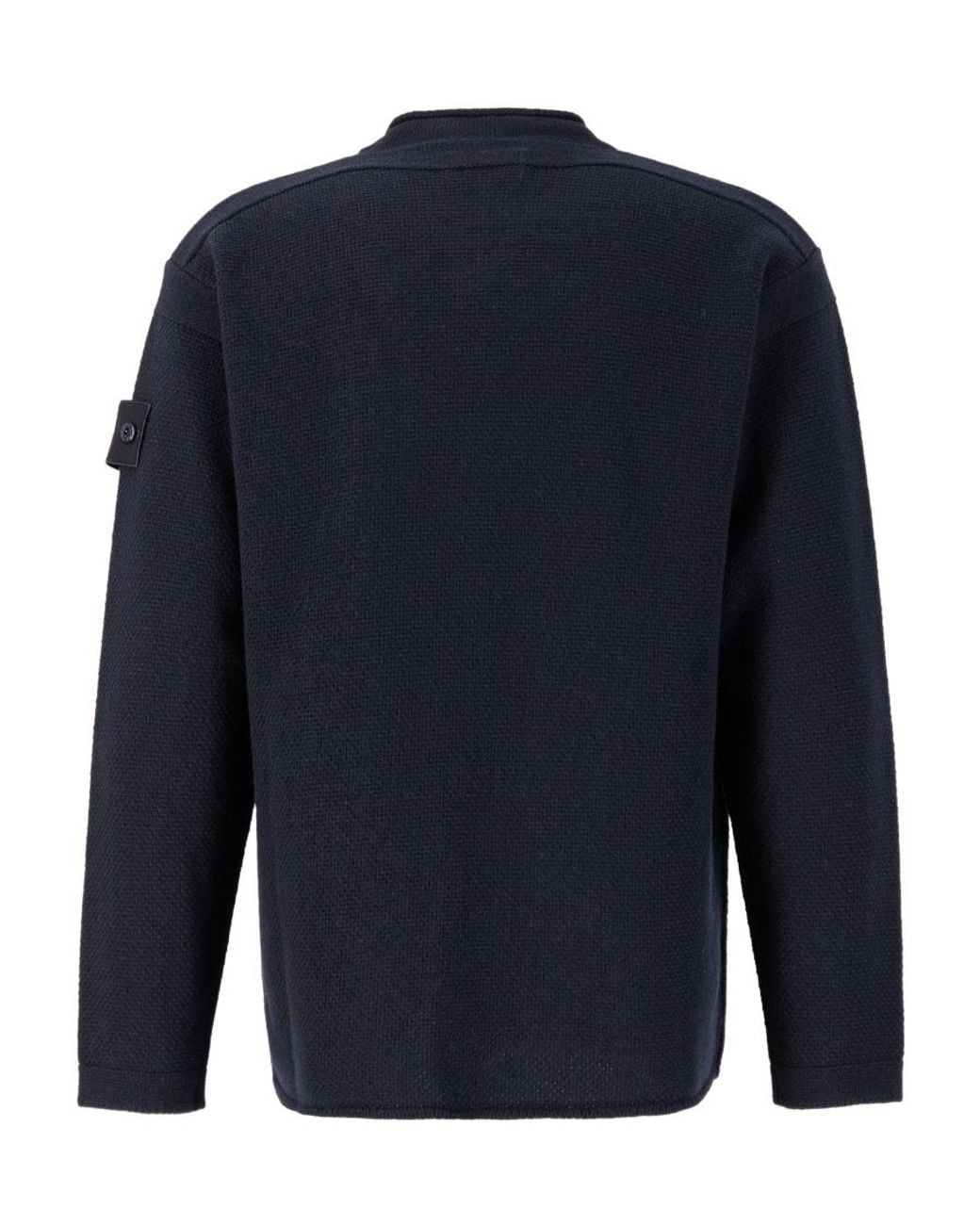 Stone Island Blue Compass-Motif Virgin-Wool Jumper for men