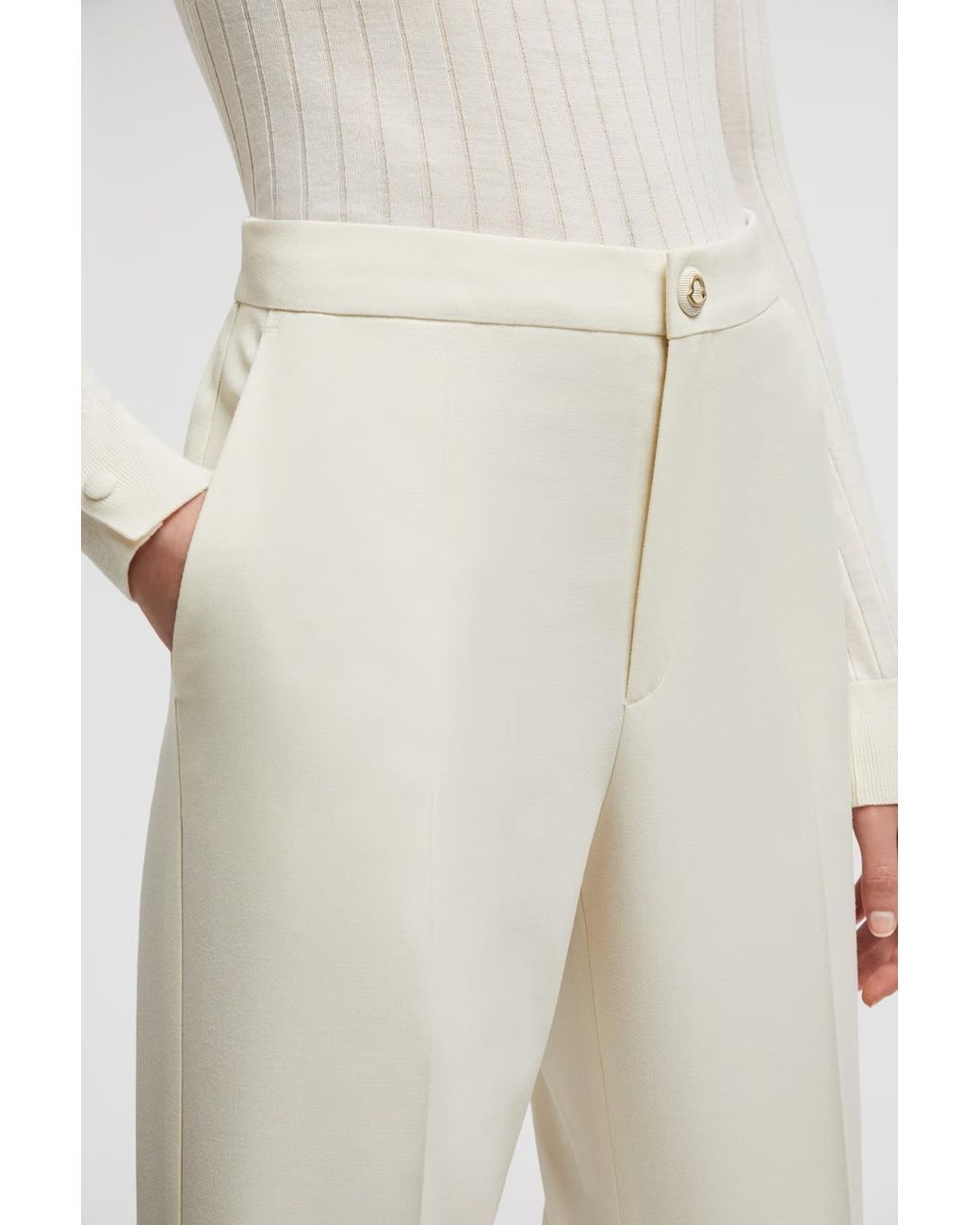 Moncler White Gabardine Trousers