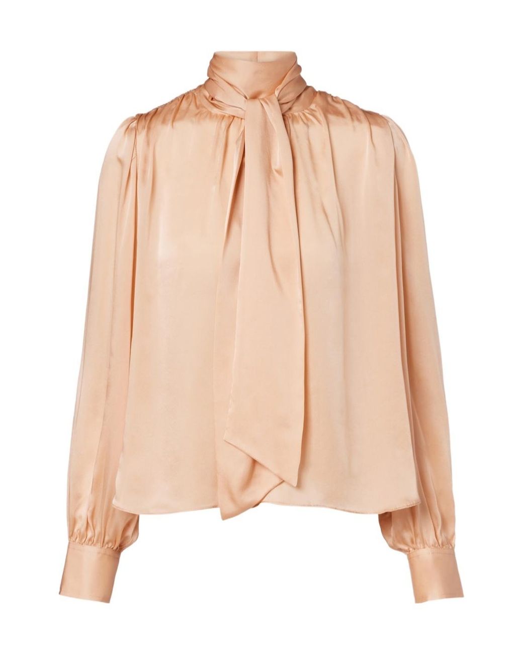 Ulla Johnson Natural Ornament Tie-Neck Silk Chiffon Blouse