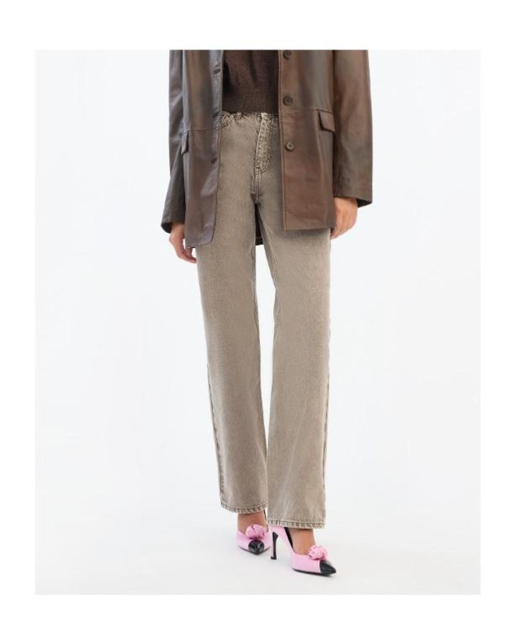 ROTATE BIRGER CHRISTENSEN Gray Loose Straight-Leg Jeans