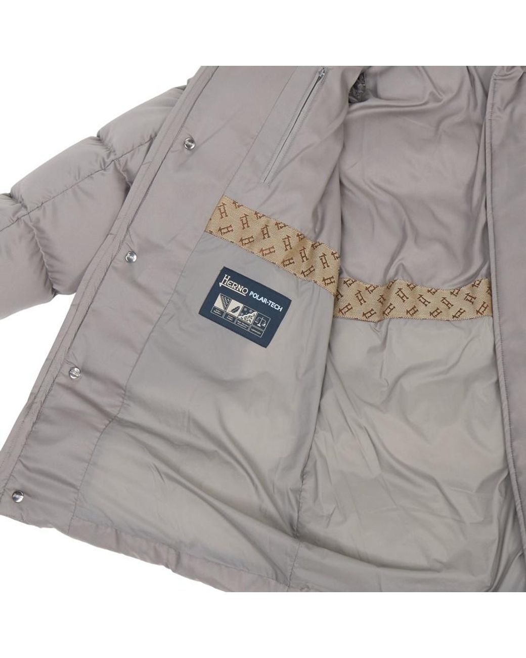 Herno Gray Quilted Hooded Down Jacket for men