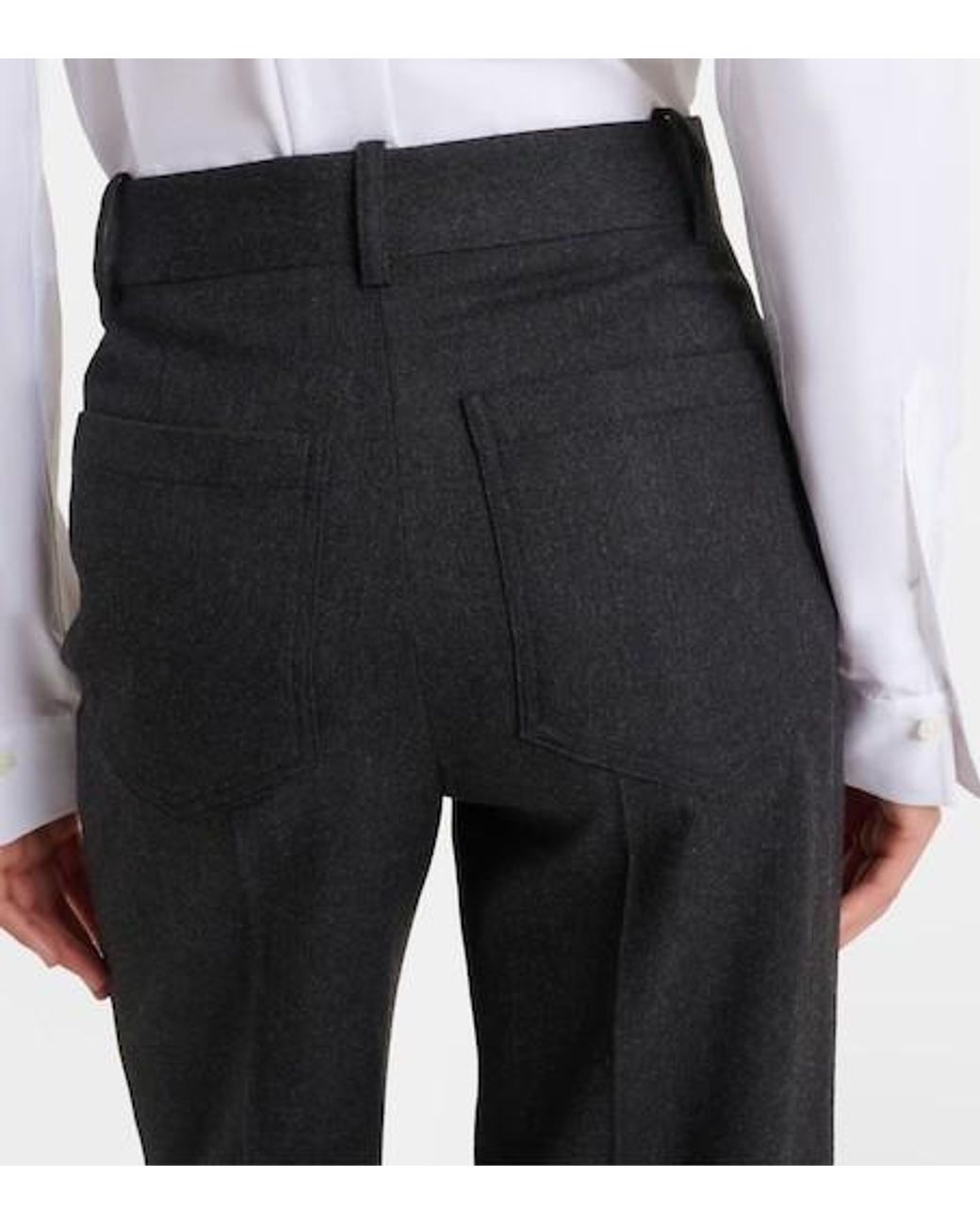 Victoria Beckham Black Virgin Wool Flared Pants