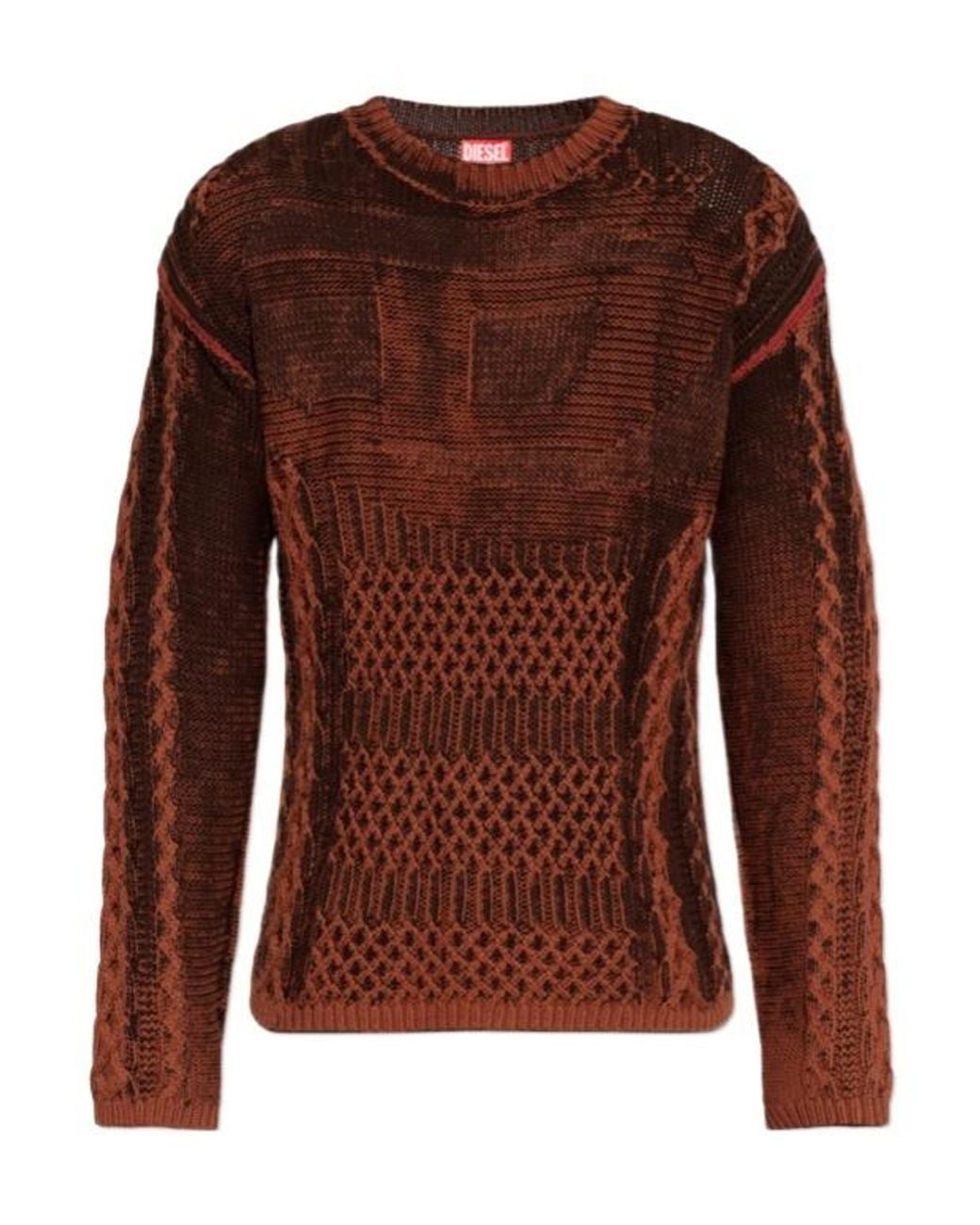 DIESEL Brown K Mione Textured Knitted Sweater for men