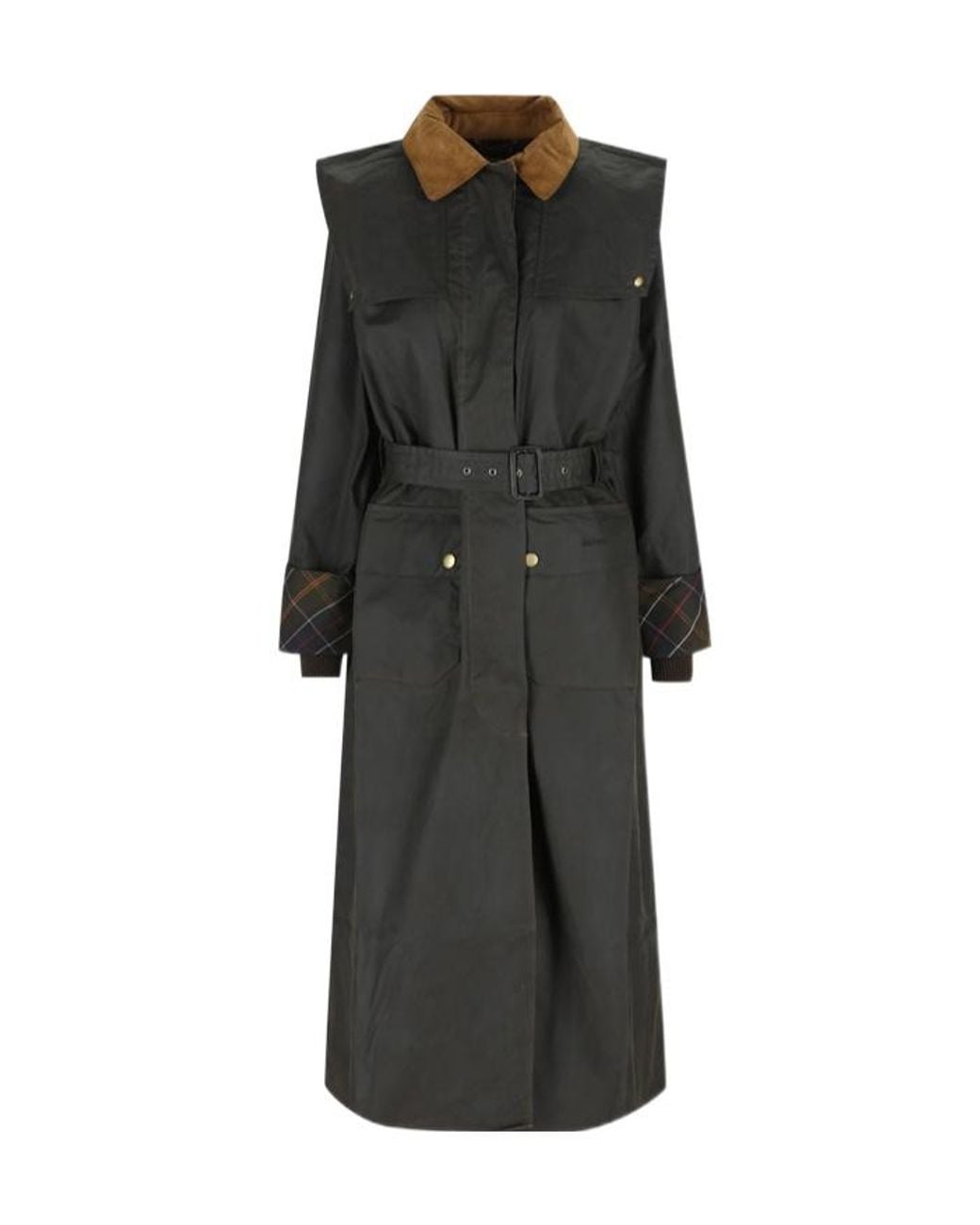 Barbour Black Belted Long Coat