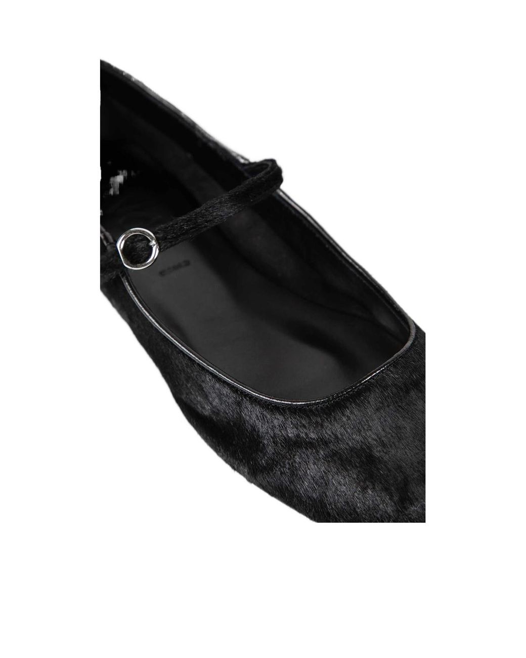 Aeyde Black Mary-Jane Pony Hair Strap Ballet Flats