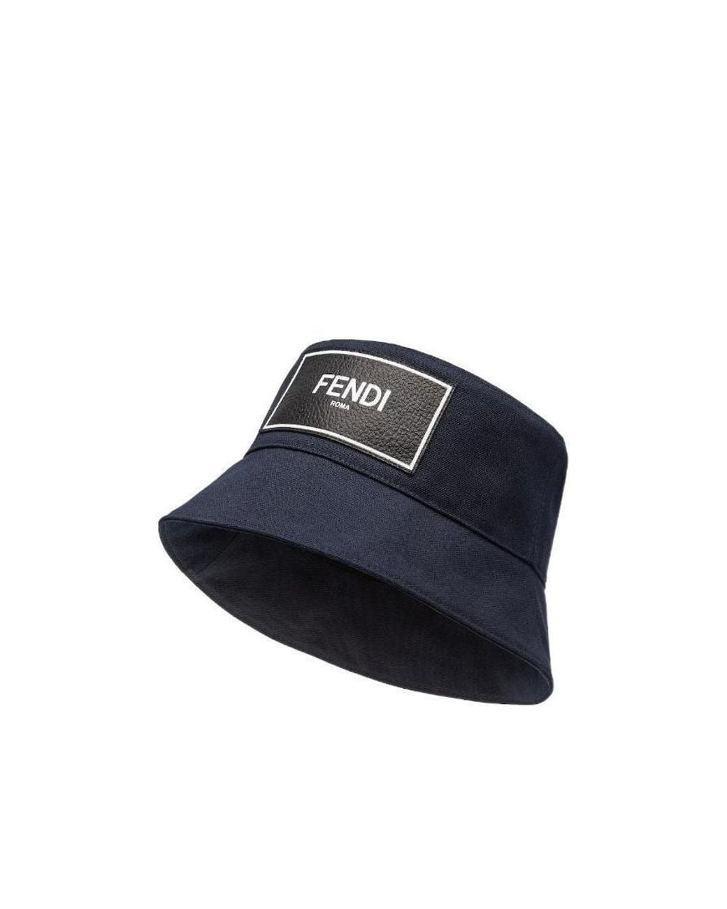 Fendi Blue Roma Logo Patch Bucket Hat for men