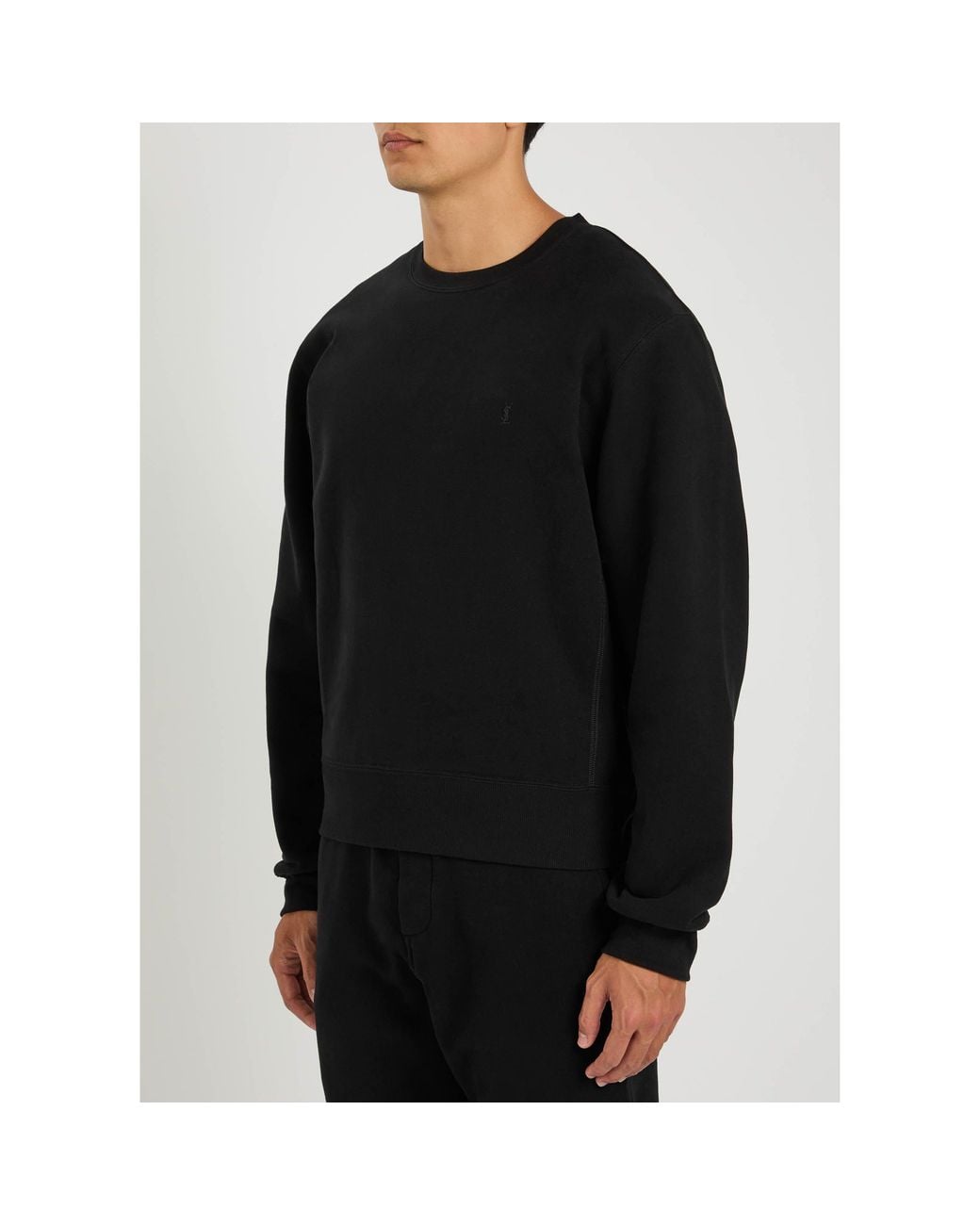 Saint Laurent Black Round-Neck Long-Sleeve Sweatshirt for men