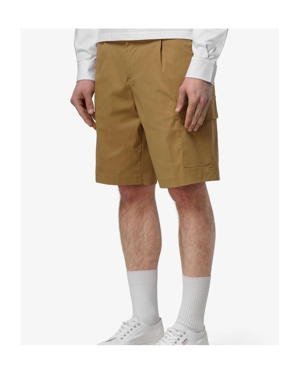 K-Way Brown Pleated Cargo Bermuda Shorts for men