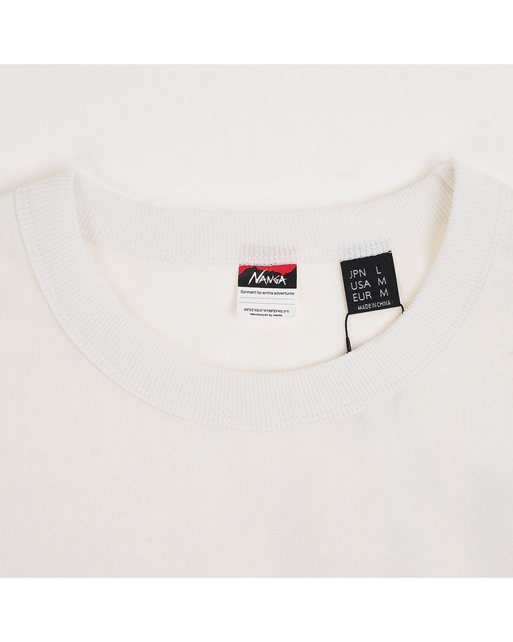 NANGA White Peak Crew Neck T-Shirt for men