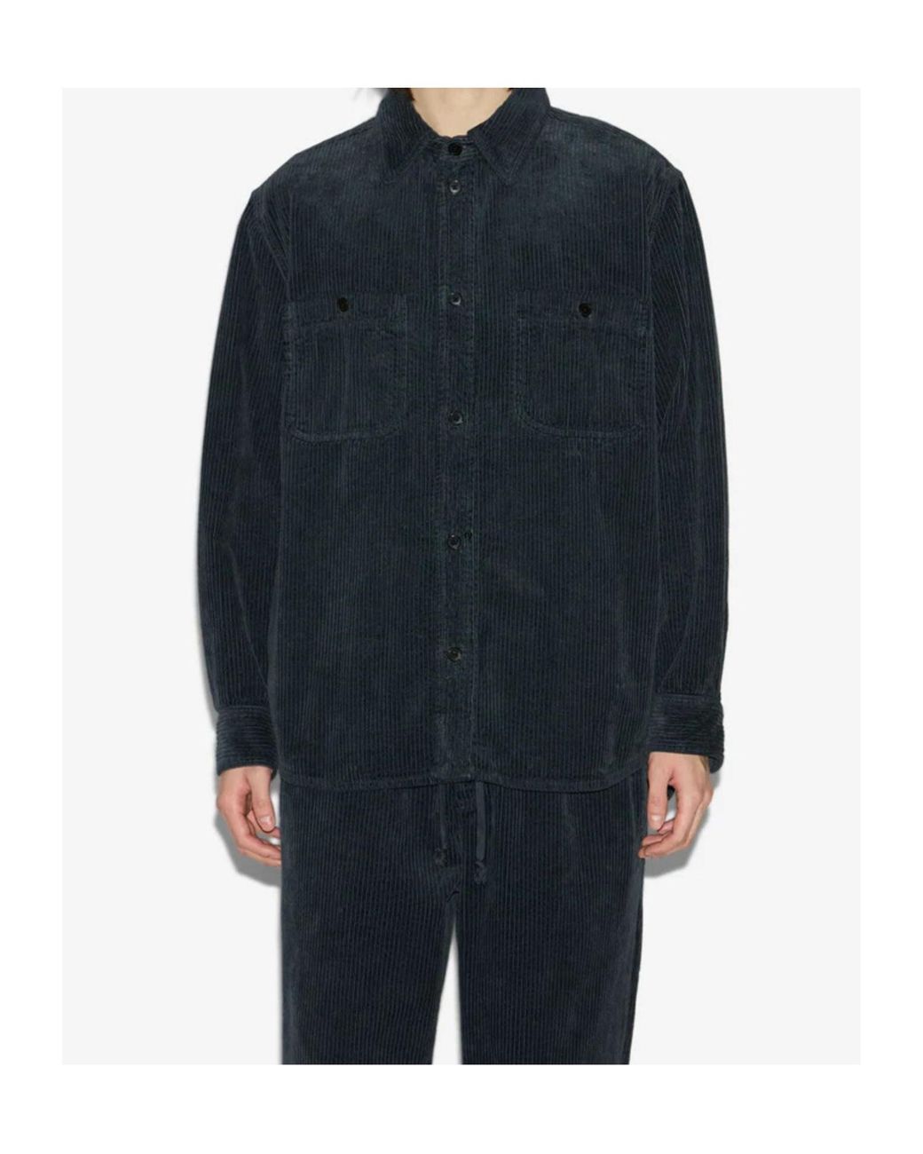 Isabel Marant Blue Nario Buttoned Corduroy Shirt for men