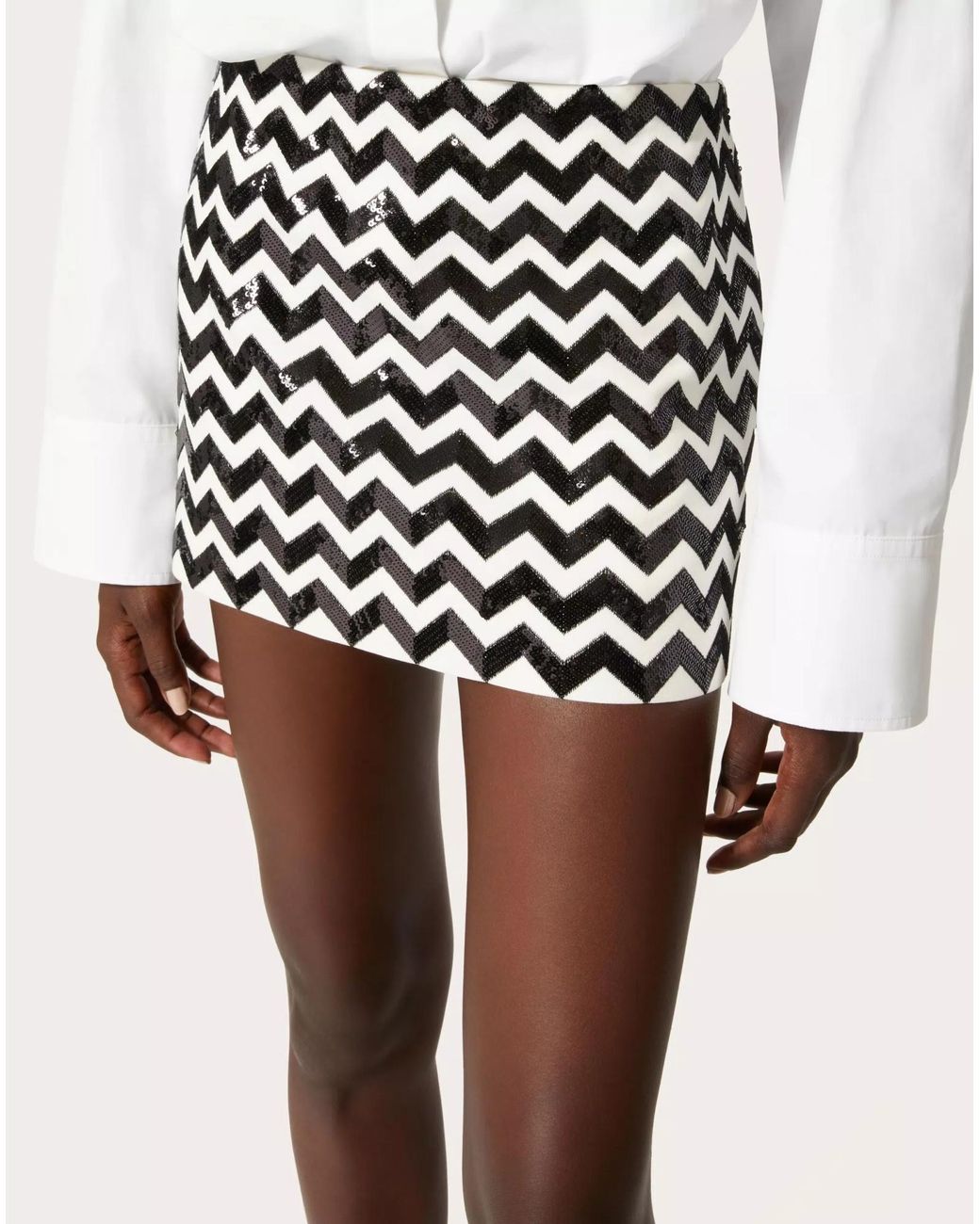 Valentino Black Wavy Stripe Skirt