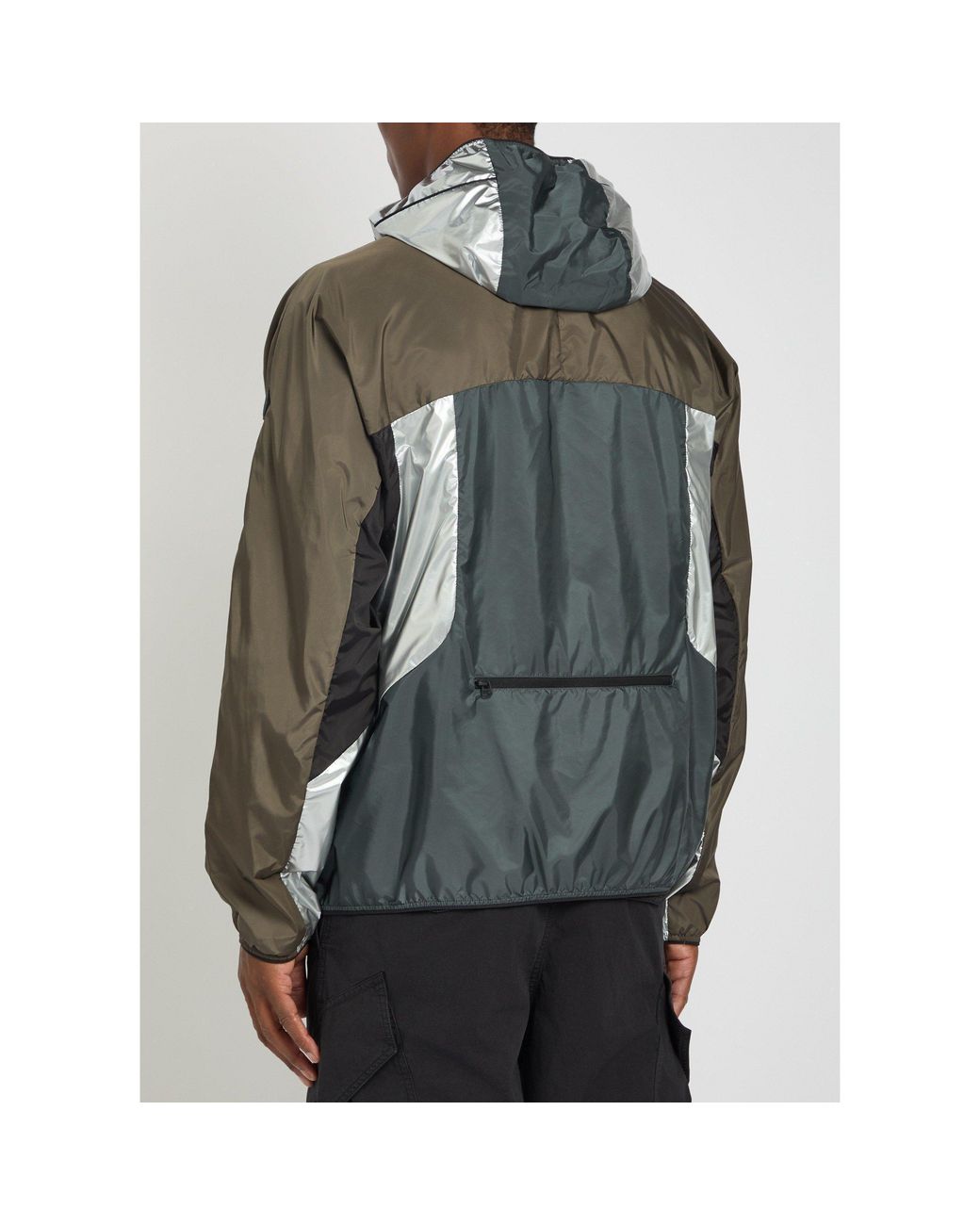 Moncler Gray Color-Blocked Hooded Windproof Jacket for men