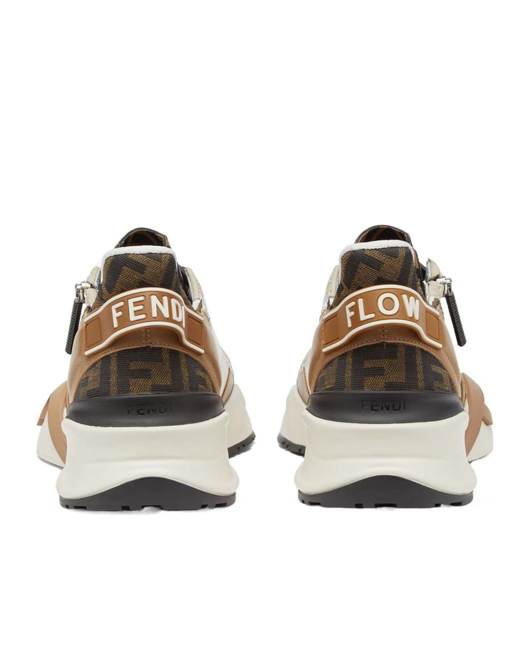 Fendi Brown Flow Ff Jacquard Lace-Up Sneakers for men