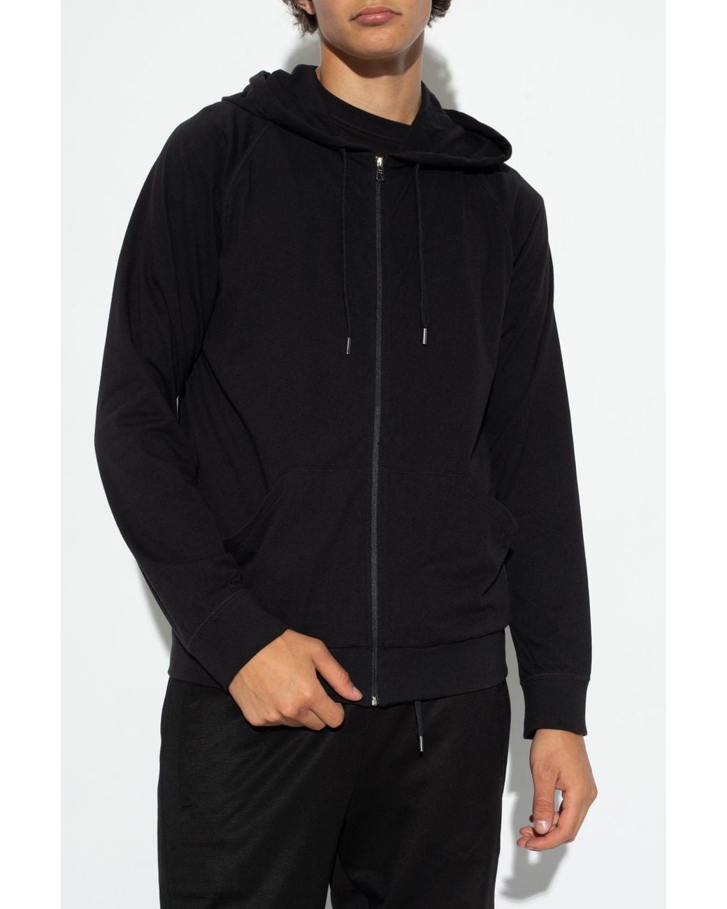 Paul Smith Black Jersey Zip Lounge Hoodie for men