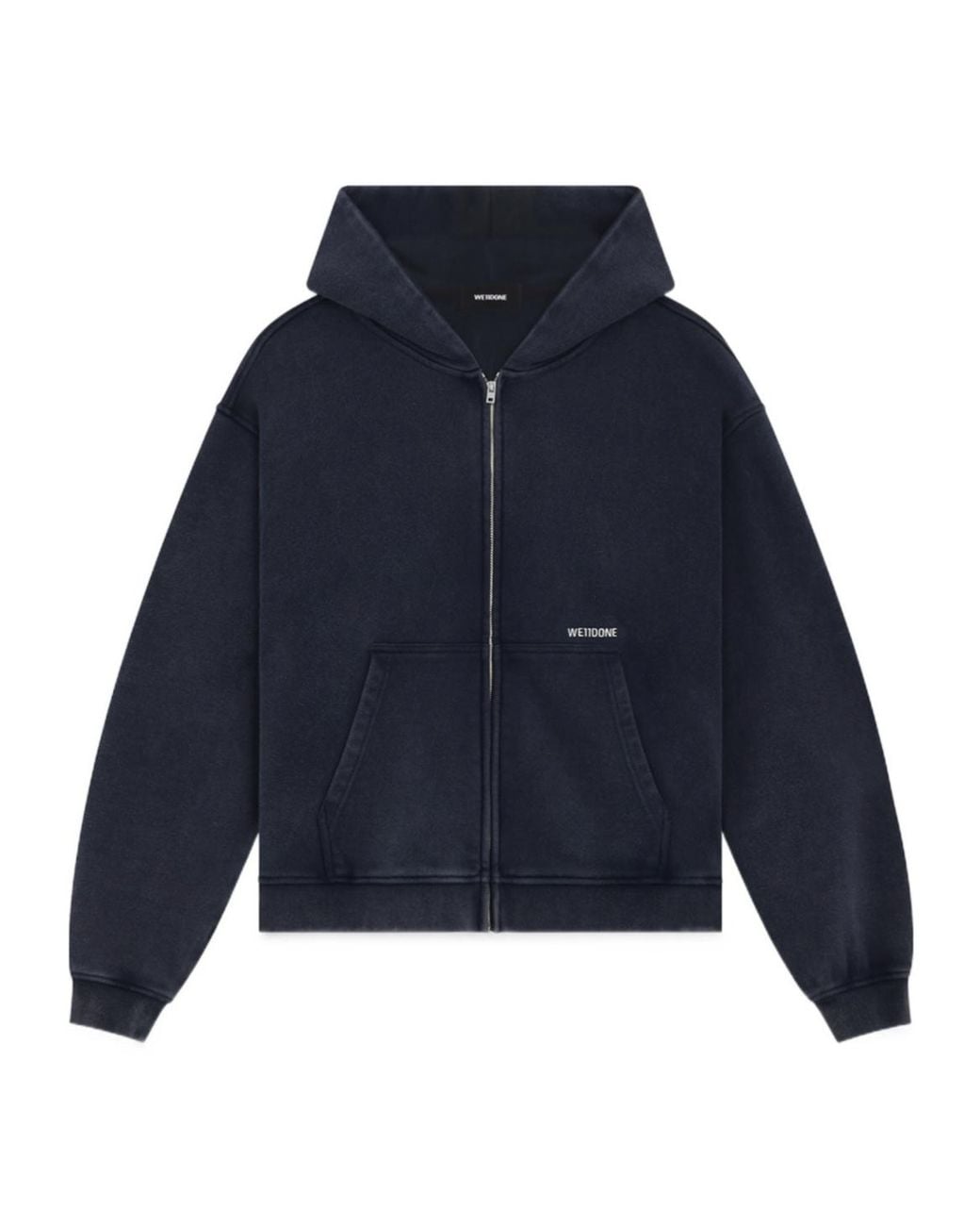 we11done Blue Hooded Zipper Hoodie for men