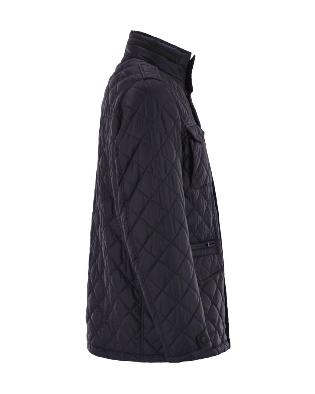 Herno Blue Diamond Quilted Cotton Jacket for men