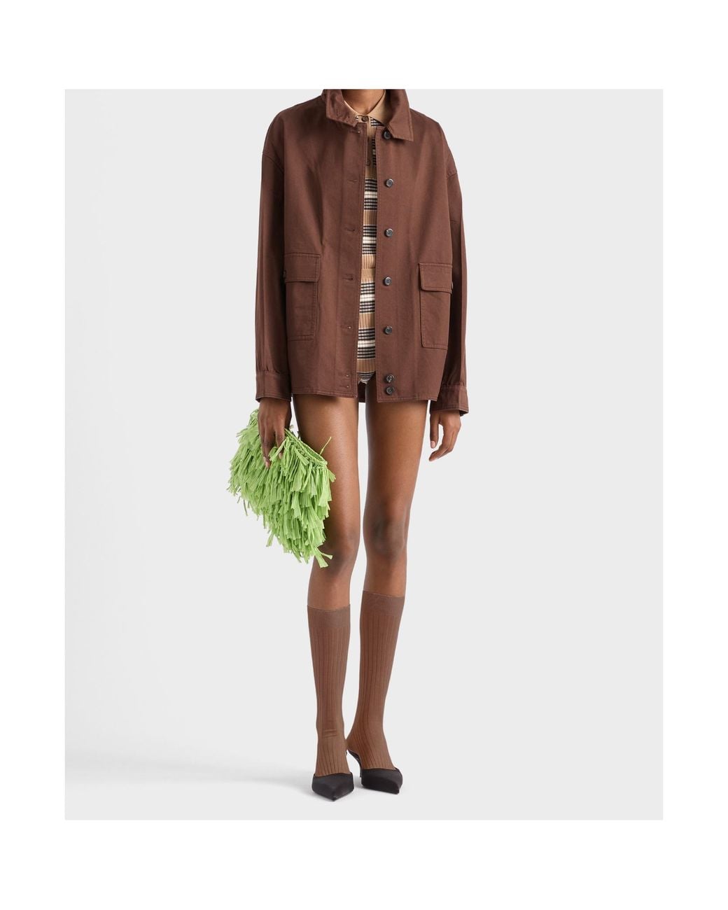Prada Brown Long-Sleeved Button-Up Jacket