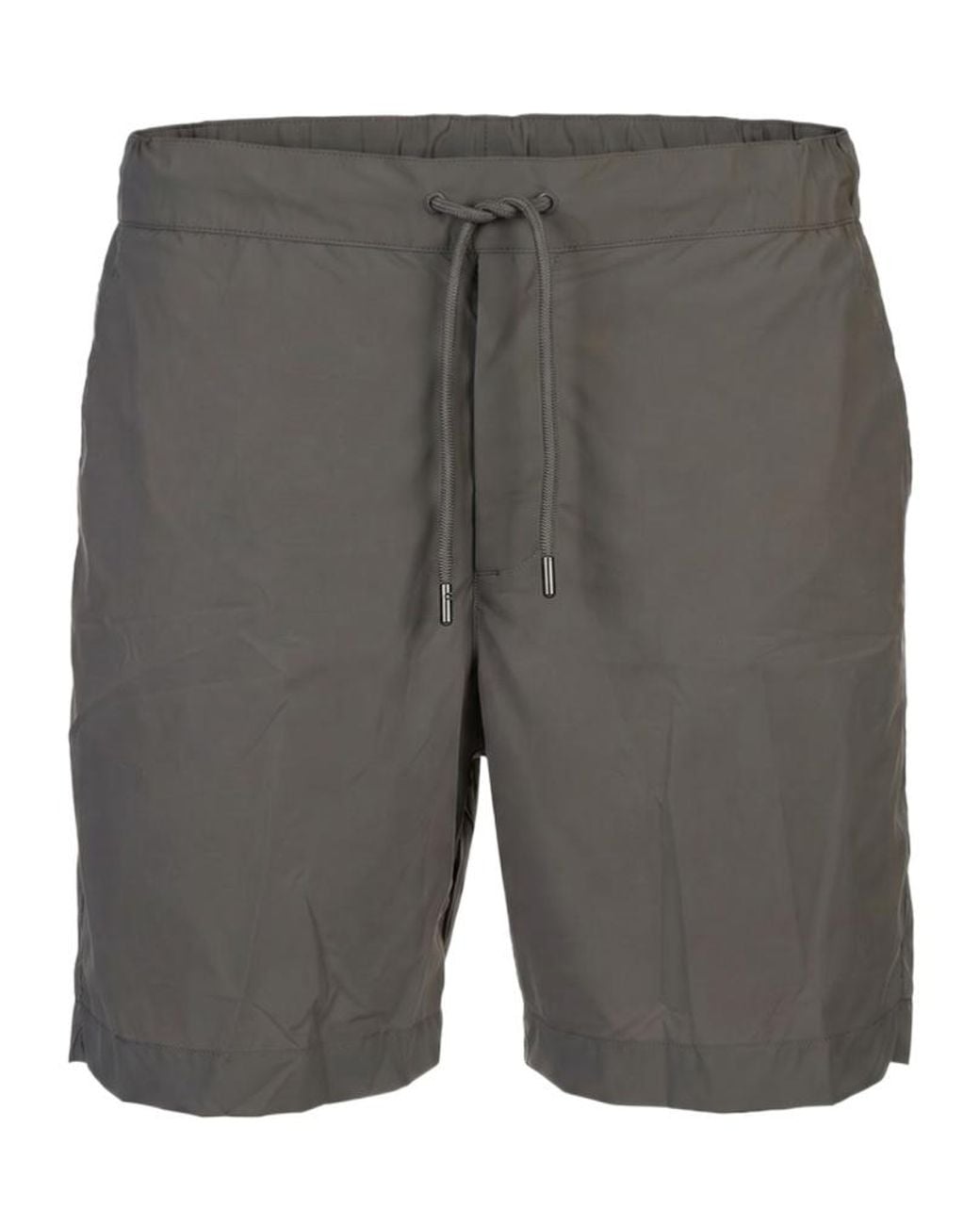 Fedeli Gray Drawstring-Waist Swim Shorts for men