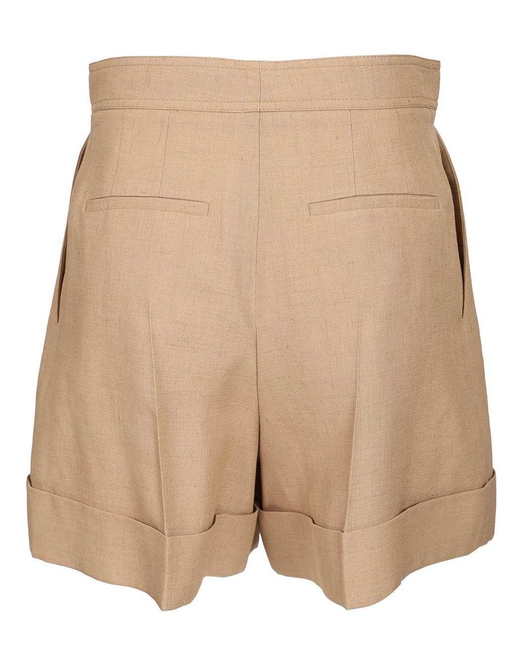 Valentino Natural Button Detailed Turn-Up Hem Shorts