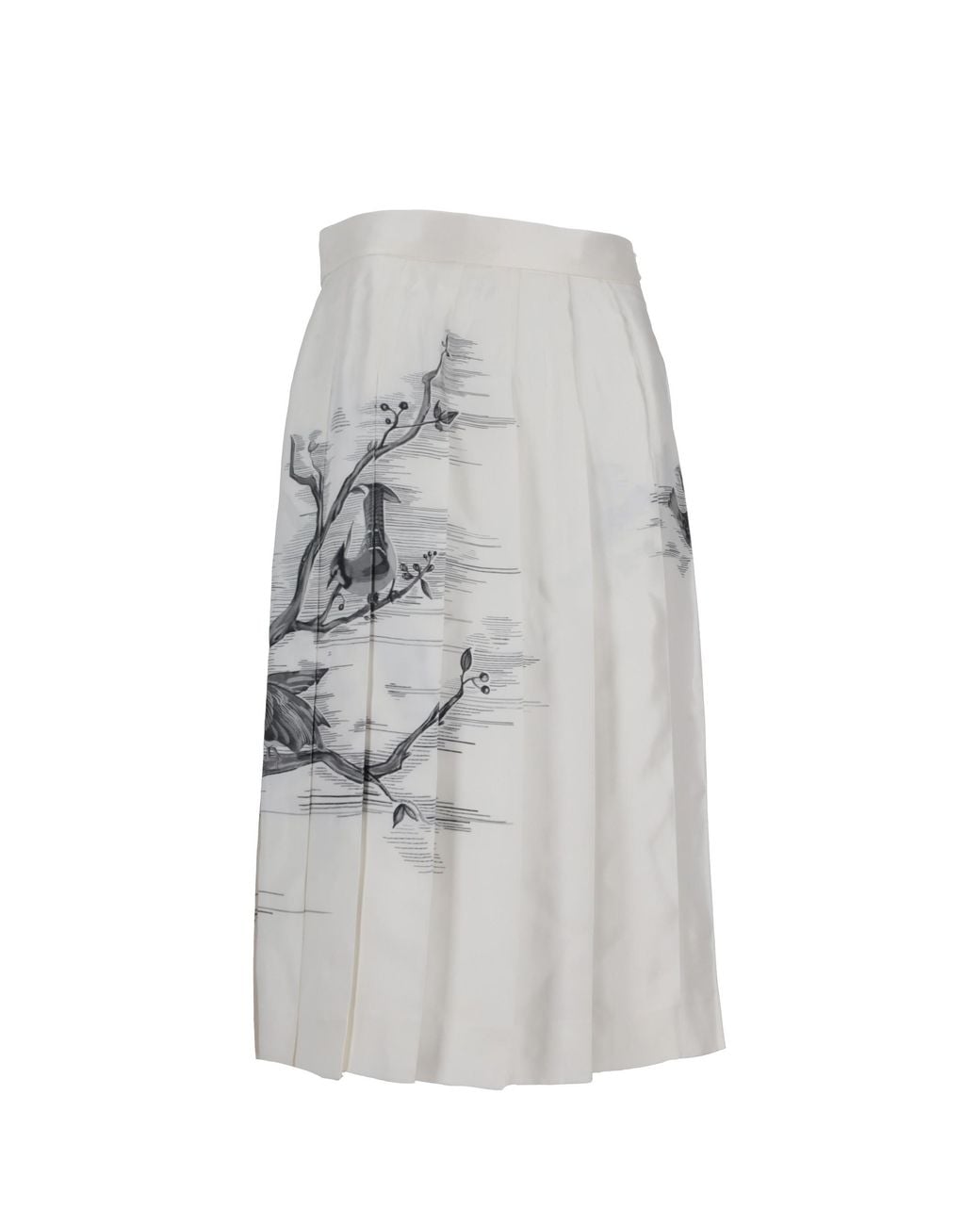 Thom Browne Gray Bird Toile Midi Pleated Skirt