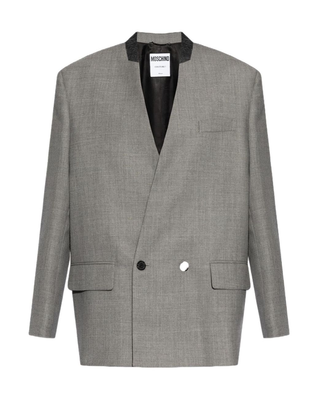 Moschino Gray Double Breasted Loose-Fit Blazer