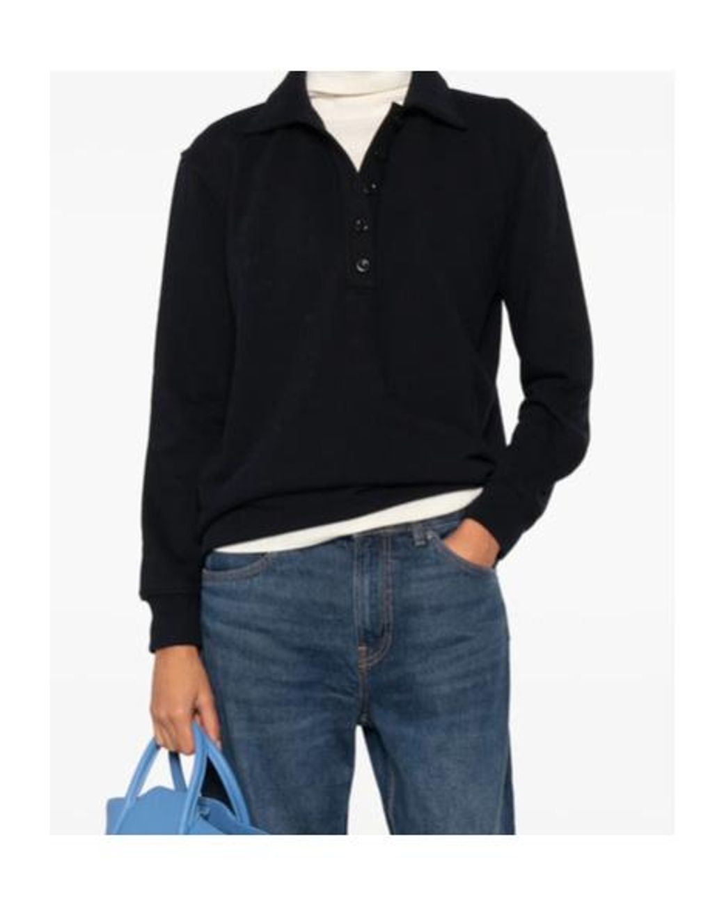 Citizens of Humanity Black Long-Sleeve Polo Shirt