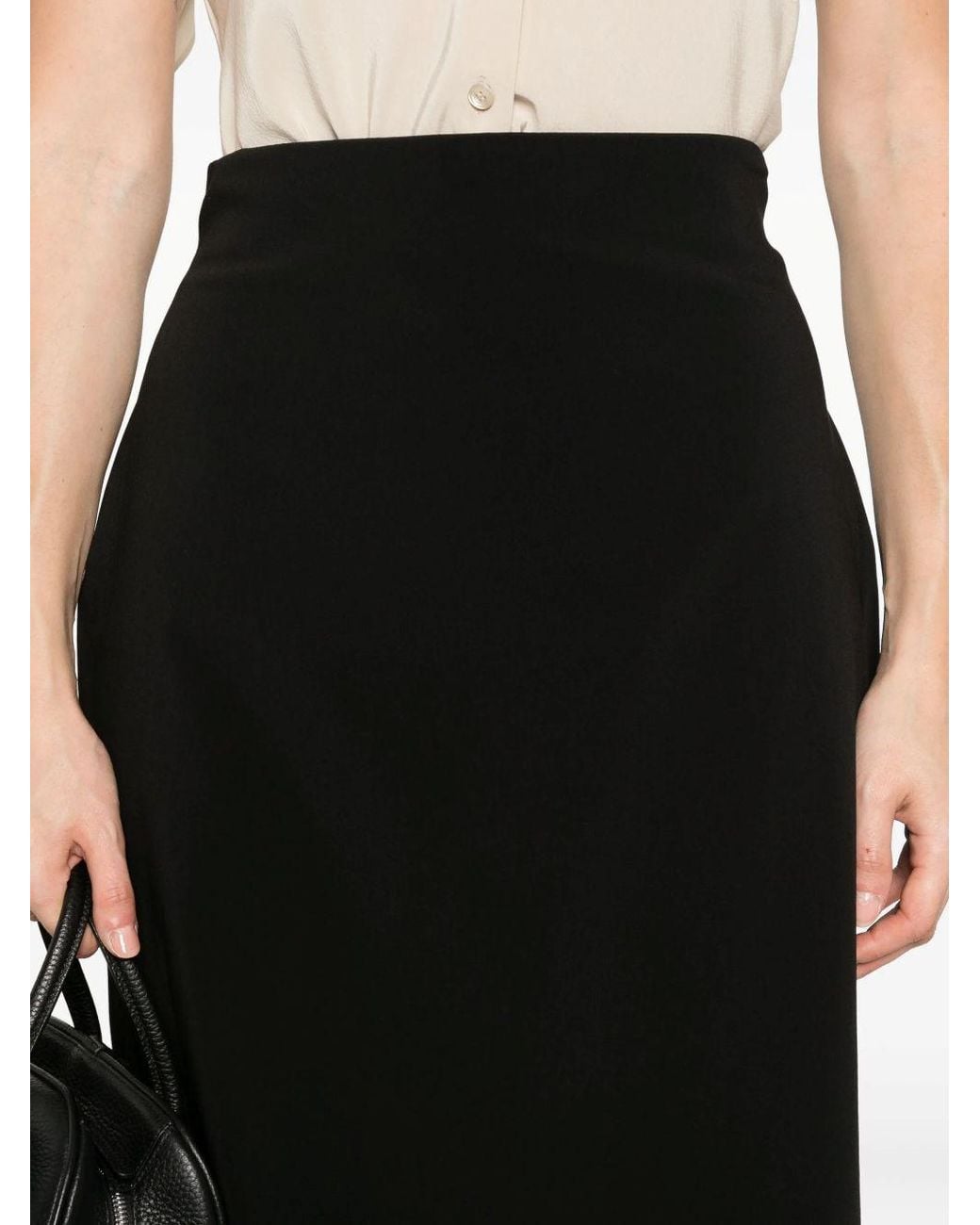 Alberta Ferretti Black Pencil Wool-Blend Skirt