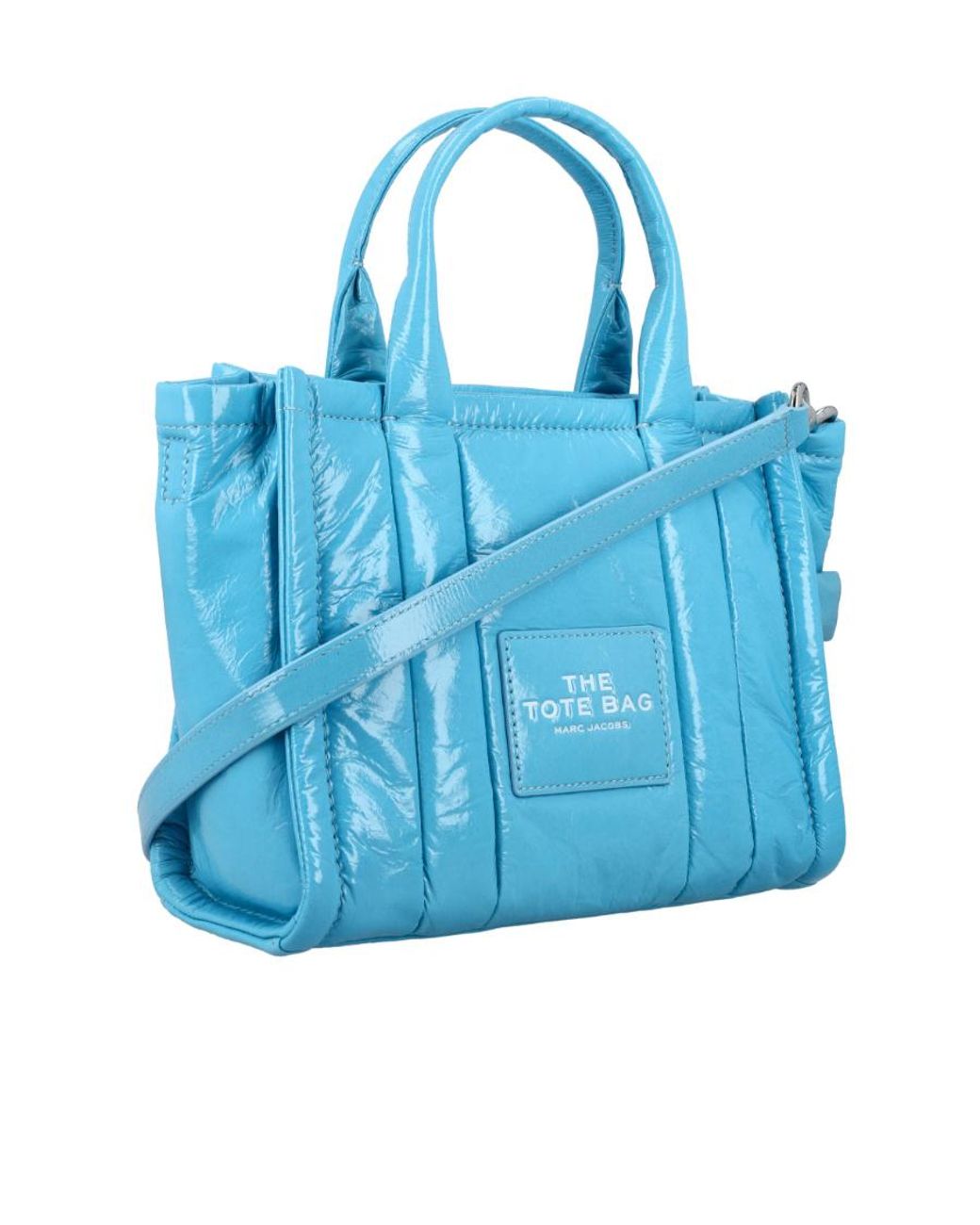 Marc Jacobs Blue The Crinkle Mini Leather Tote Bag