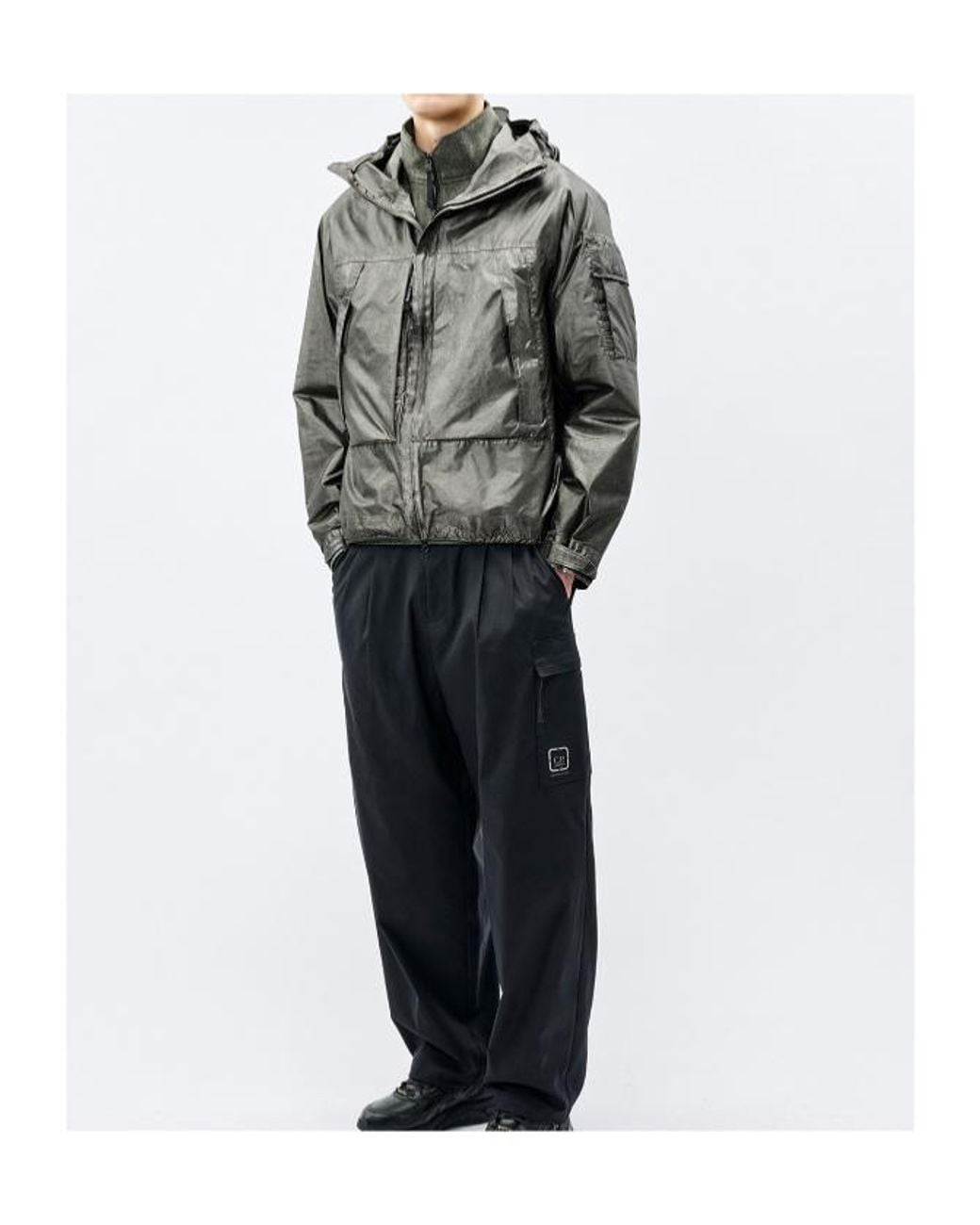 C P Company Green Metropolis Series Nano Titanium Re-Colour Hooded Jacket for men