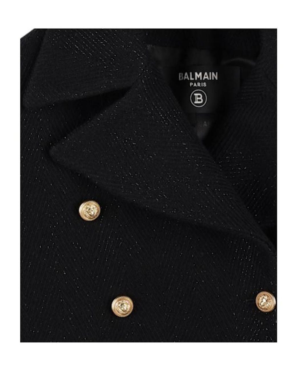 Balmain Black Wool Blend Coat