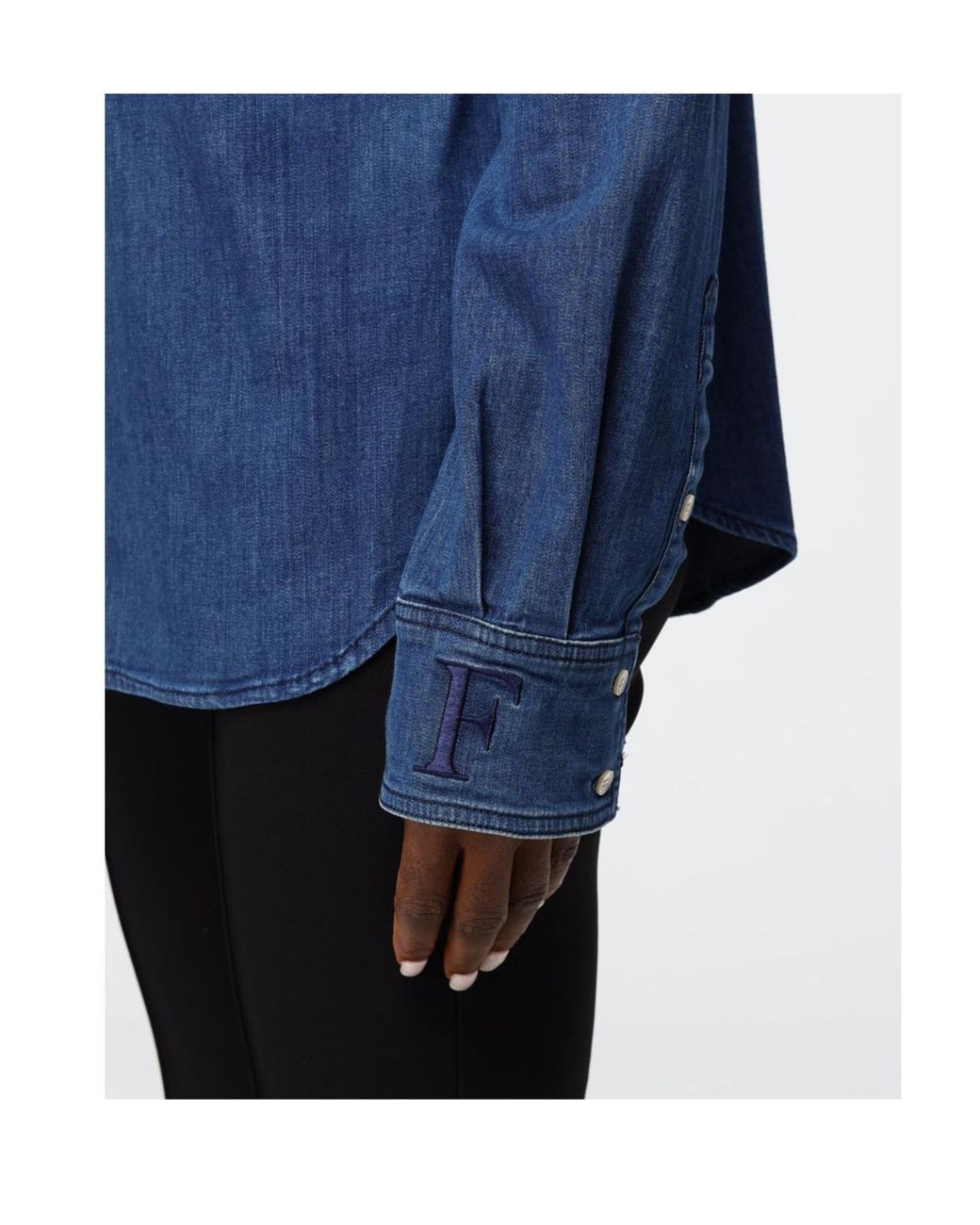 Elisabetta Franchi Blue Denim Blouse With Embroidered Logo