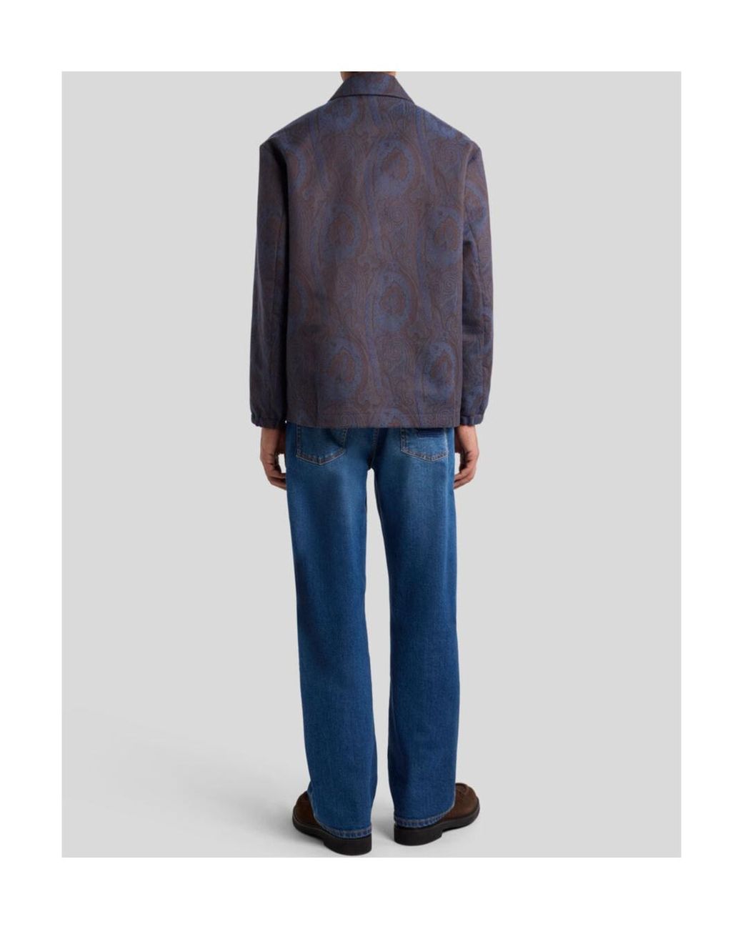 Etro Blue Paisley-Pattern Coach Shirt Jacket for men