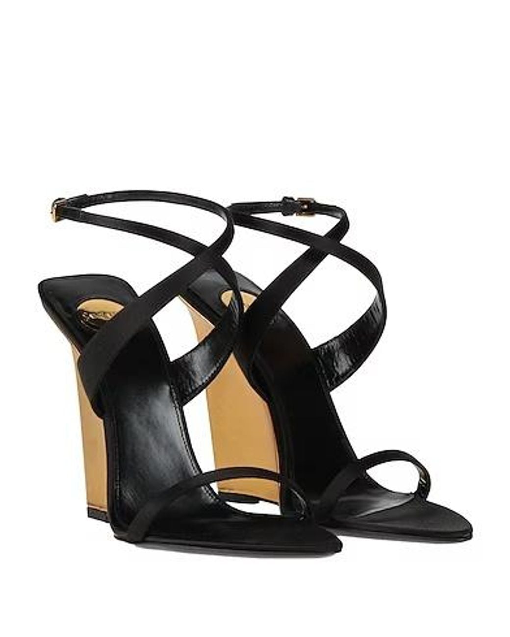 Saint Laurent Metallic Strappy Sandals