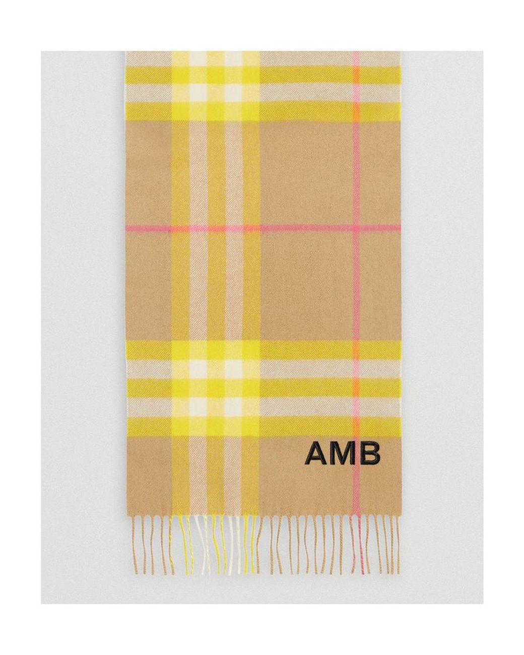 Burberry Yellow Embroidery Check Scarf for men