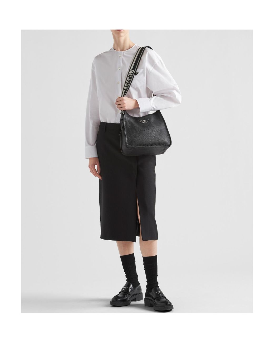 Prada Black Leather Hobo Bag