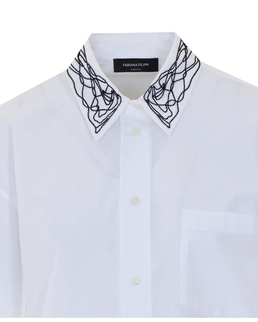 Fabiana Filippi White Beaded Collar Shirt