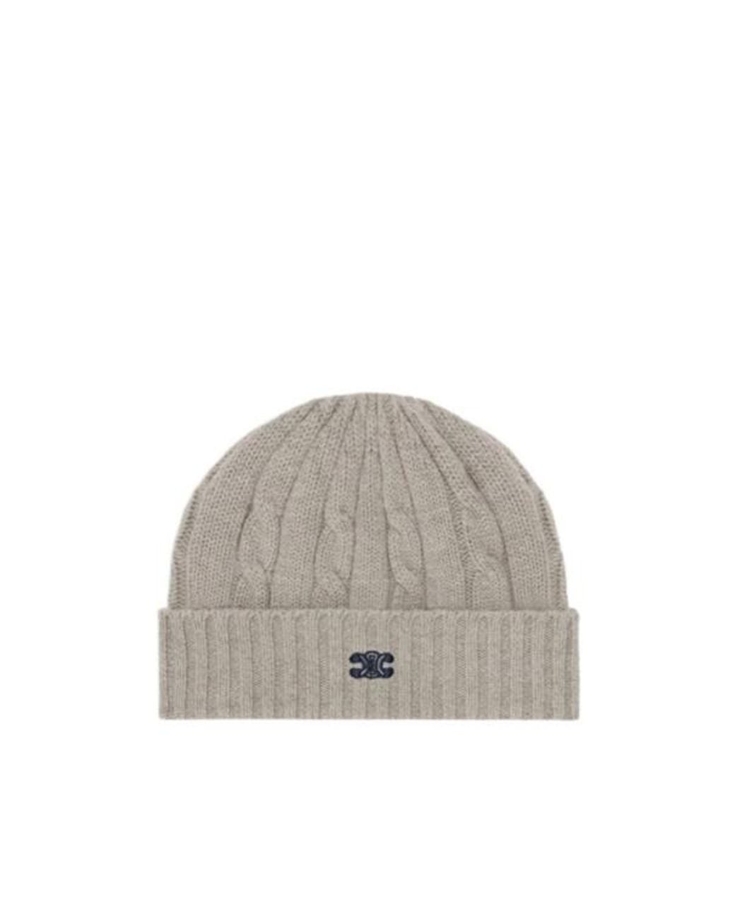 Céline Gray Triomphe Cable-Knit Beanie for men