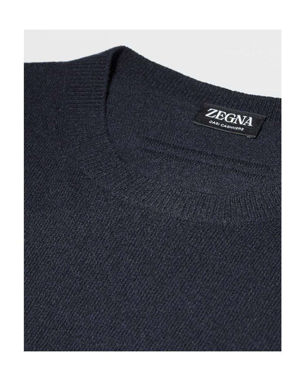 Zegna Blue Crew Neck Sweater for men